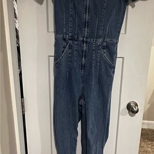 We The Free Blue Denim Jumpsuit